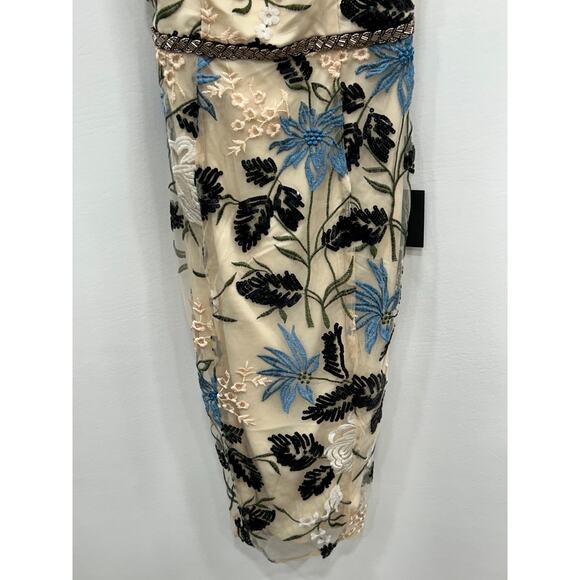NWT Lulus Womens Show Stopper Cocktail Dress Floral Embroidered Beige Size XS - Picture 5 of 11